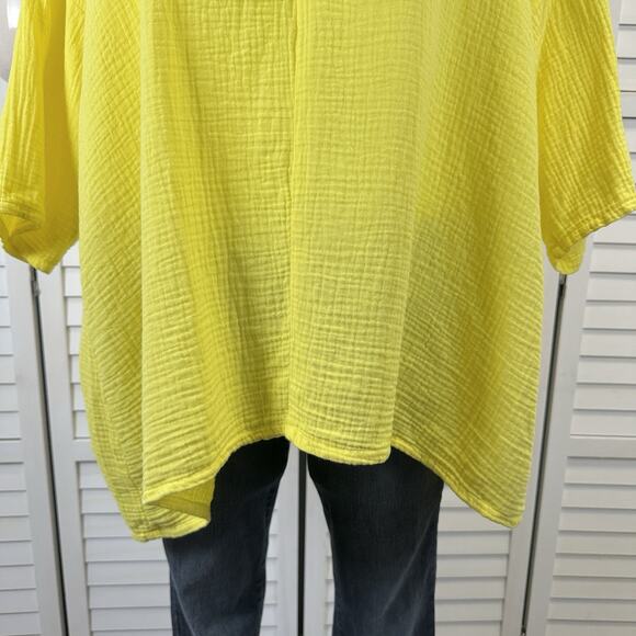 Bryn Walker Bax Tunic Top Yellow Incaberry Cotton Muslin Gauze‎ V-Neck Size XS - Picture 5 of 12
